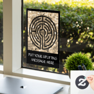 LABYRINTH V 8x11 Window Cling +Text - Schwarz Fensteraufkleber