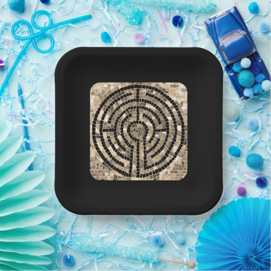 LABYRINTH V 9" Square Paper Tellers - Black Pappteller (Party)