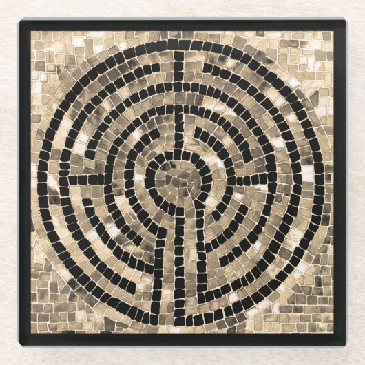 LABYRINTH V Glasuntersetzer - Schwarz (Vorderseite)
