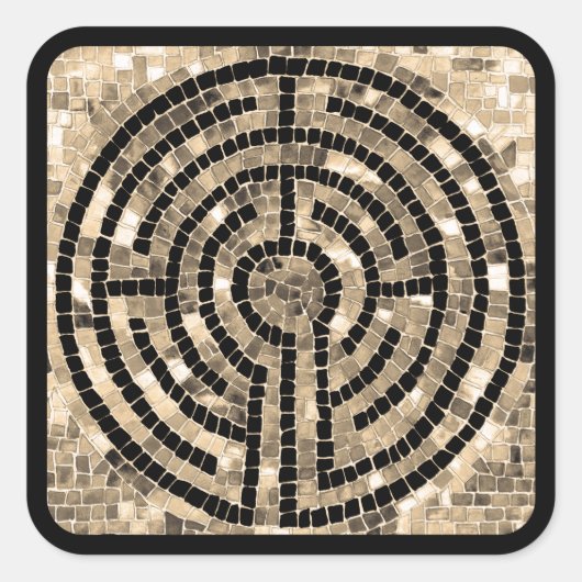 LABYRINTH V Large Square Stickers - Black (Vorderseite)