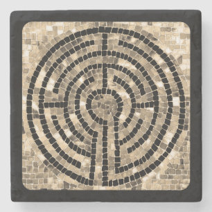 LABYRINTH V Marmor Untersetzer - Schwarz