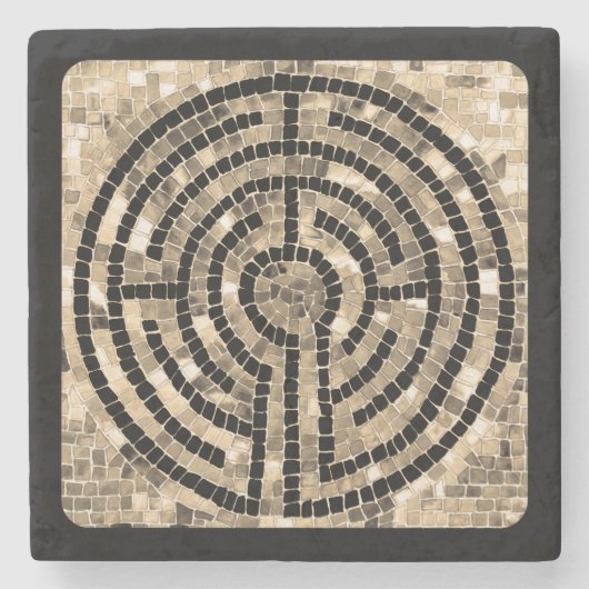 LABYRINTH V Marmorstein Untersetzer - Schwarz (Vorderseite)