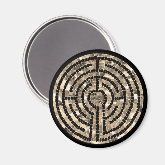 LABYRINTH V Round Magnet - Schwarz (Vorderseite/Rückseite)