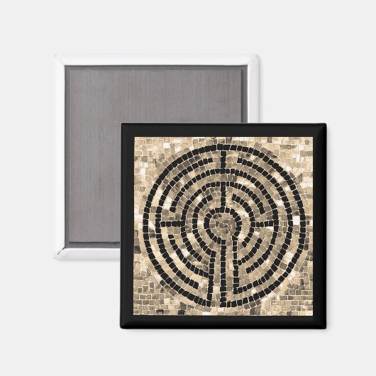 LABYRINTH V Square Magnet - Schwarz (Vorderseite/Rückseite)