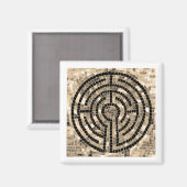 LABYRINTH V Square Magnet - Weiß (Vorderseite/Rückseite)