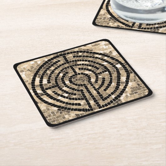 LABYRINTH V Square Paper Untersetzer - Black (angewinkelt)