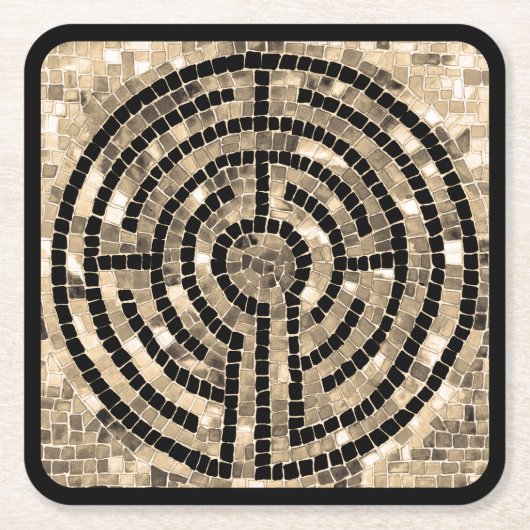 LABYRINTH V Square Paper Untersetzer - Black (Vorderseite)