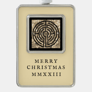 LABYRINTH V Vertikales gerahmtes Ornament Rahmen-Ornament Silber