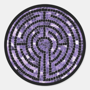 LABYRINTH VI Large Round Stickers - Black