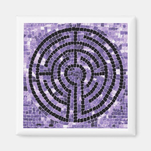 LABYRINTH VI Quadratischer Magnet - Weiß (Vorne)