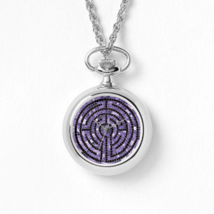 LABYRINTH VI Silberne Halskette Uhr