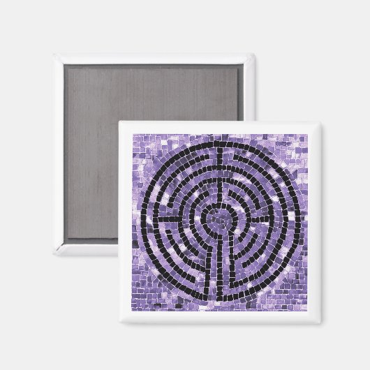 LABYRINTH VI Square Magnet - Weiß (Vorderseite/Rückseite)