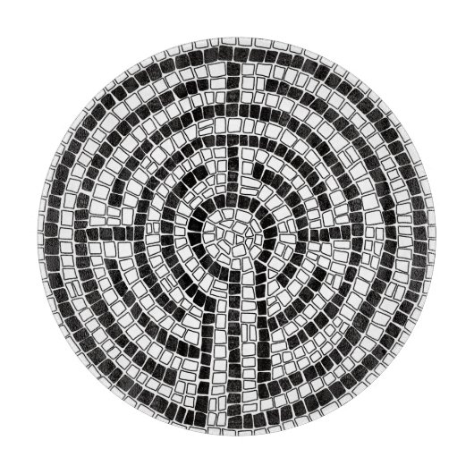 LABYRINTH VII 12" Rundglasschneidebrett Schneidebrett (Vorderseite)