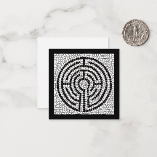 LABYRINTH VII 2,5" Square Flat Card/Black Mitteilungskarte (Vorderseite/Rückseite Beispiel)