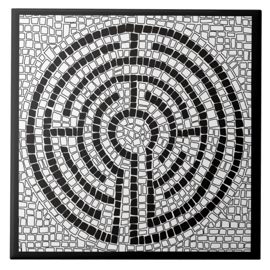 LABYRINTH VII 6x6 Keramik Tile - Schwarz Fliese (Vorderseite)