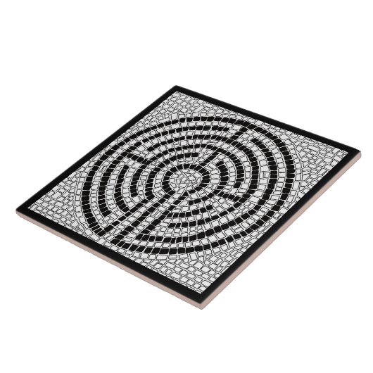 LABYRINTH VII 6x6 Keramik Tile - Schwarz Fliese (Seite)
