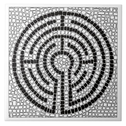LABYRINTH VII 6x6 Keramik Tile - Weiß Fliese (Vorderseite)