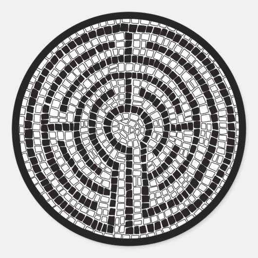 LABYRINTH VII Large Round Stickers - Black (Vorderseite)
