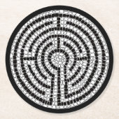 LABYRINTH VII Round Paper Untersetzer - Black (Vorderseite)