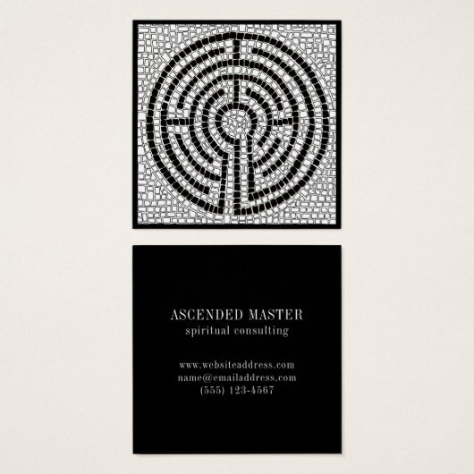 LABYRINTH VII Square Business Card - Schwarz (Vorne & Hinten)