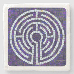 LABYRINTH VIII Marmor Untersetzer - Weiß