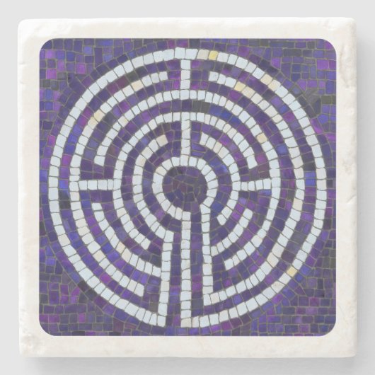 LABYRINTH VIII Marmor Untersetzer - Weiß (Vorderseite)