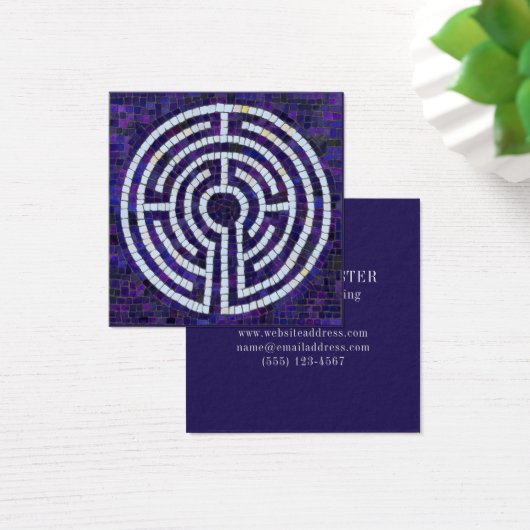 LABYRINTH VIII Square Business Card - Violet (Schreibtisch)