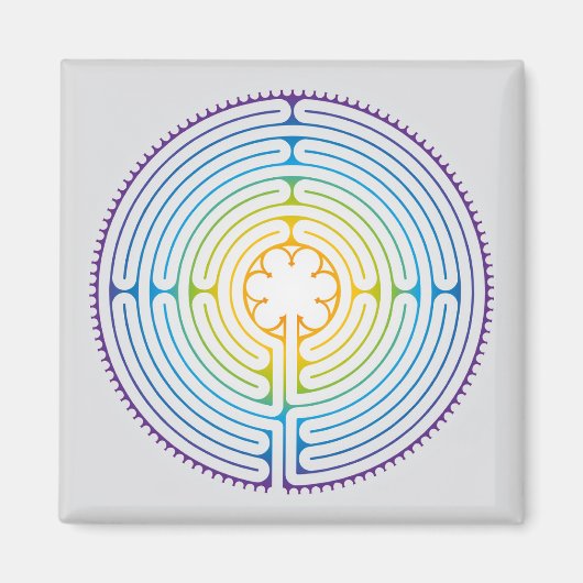 Labyrinth von Chartres Illustration - Rainbow Colo Magnet (Vorne)