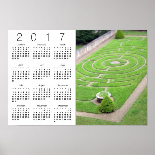 Labyrinth White Calendar Poster 2017 (Vorne)