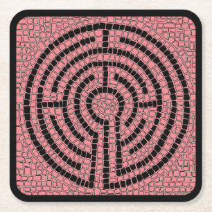 LABYRINTH XVI Square Paper Untersetzer / Black