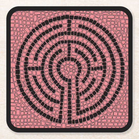 LABYRINTH XVI Square Paper Untersetzer / Black (Vorderseite)