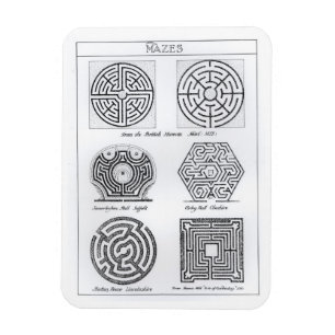 Labyrinthe, c.1900 (Stich) (b/w Foto) Magnet