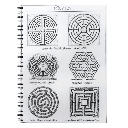 Labyrinthe, c.1900 (Stich) (b/w Foto) Notizblock (Vorderseite)
