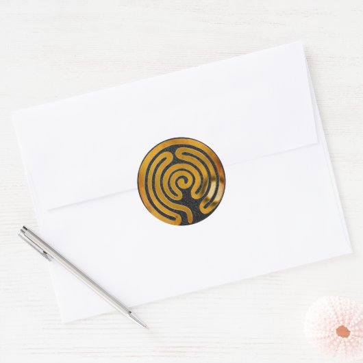 Labyrinthgold | Schwarzer Spritzer Runder Aufkleber (Umschlag)