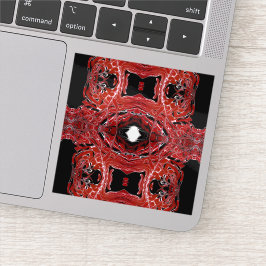 Labyrinthine Abstract Red Black White Fluid Art Aufkleber
