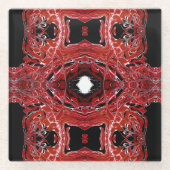 Labyrinthine Abstract Red Black White Fluid Art Glasuntersetzer (Vorderseite)
