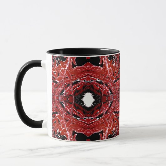 Labyrinthine Abstract Red Black White Fluid Art Tasse (Links)