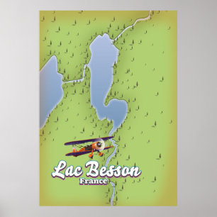 Lac Besson Frankreich Karte Reiseplakat Poster