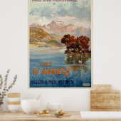 Lac d'Annecy/Annecy, Savoy, Frankreich/Vintage Tra Poster (Küche)