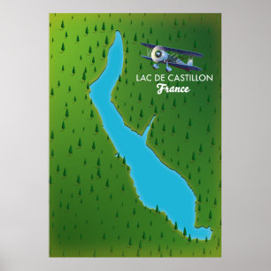 Lac de Castillon Frankreich Karte Poster