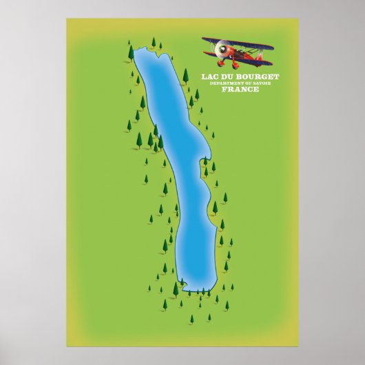Lac du Bourget, france, Karte. Poster (Vorne)