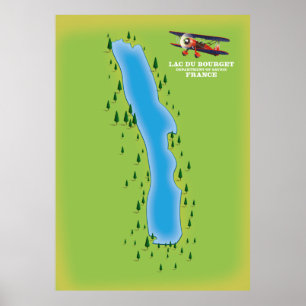 Lac du Bourget,Frankreich, Karte. Poster