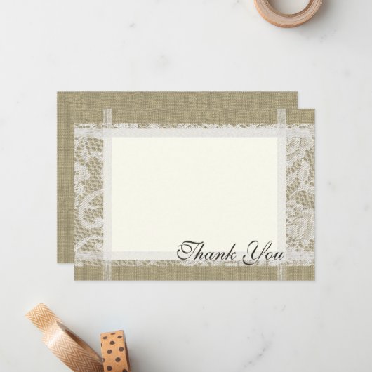 Lace and Burlap Country Romance 7x5 Mitteilungskarte (Vorderseite/Rückseite Beispiel)