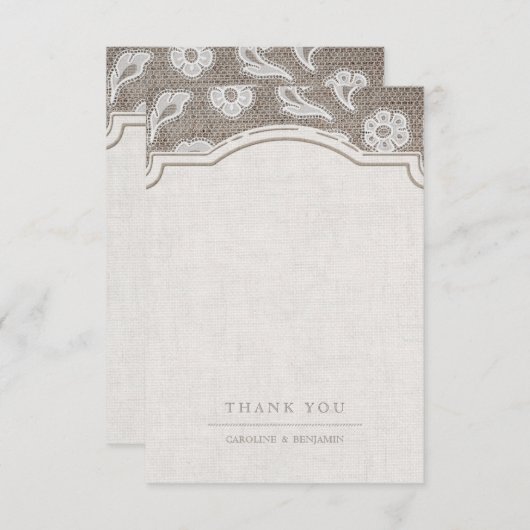 Lace and burlap rustic Country Hochzeit danke (Vorne/Hinten)
