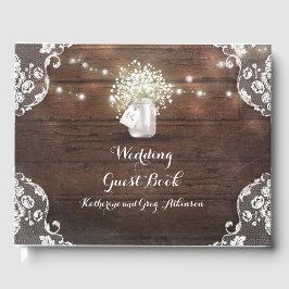 Lace and Mason Jar Rustic Country Wedding Gästebuch