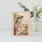 lace and posies victorian lady postkarte (Stehend Vorderseite)