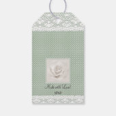Lace and Sage Green Bow Brautparty Guest Fevor Geschenkanhänger (Rückseite)