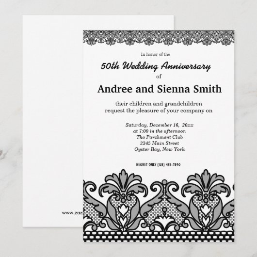 Lace Anniversary Einladung (Vorne/Hinten)