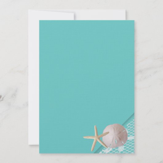 Lace Aqua Beach Wedding Einladung (Rückseite)