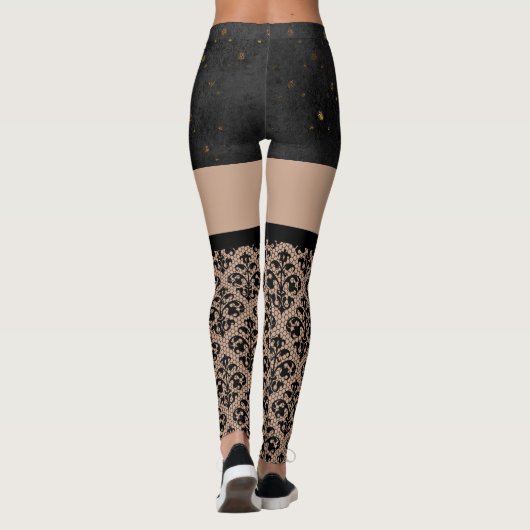 Lace Black and Gold sexy Leggings (Rückseite)